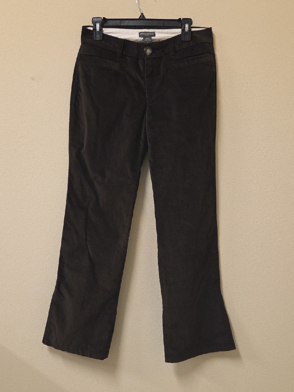 Banana Republic Split Hem Women Size 6 Dark Brown Corduroy Boot-Cut Pants - Picture 1 of 6